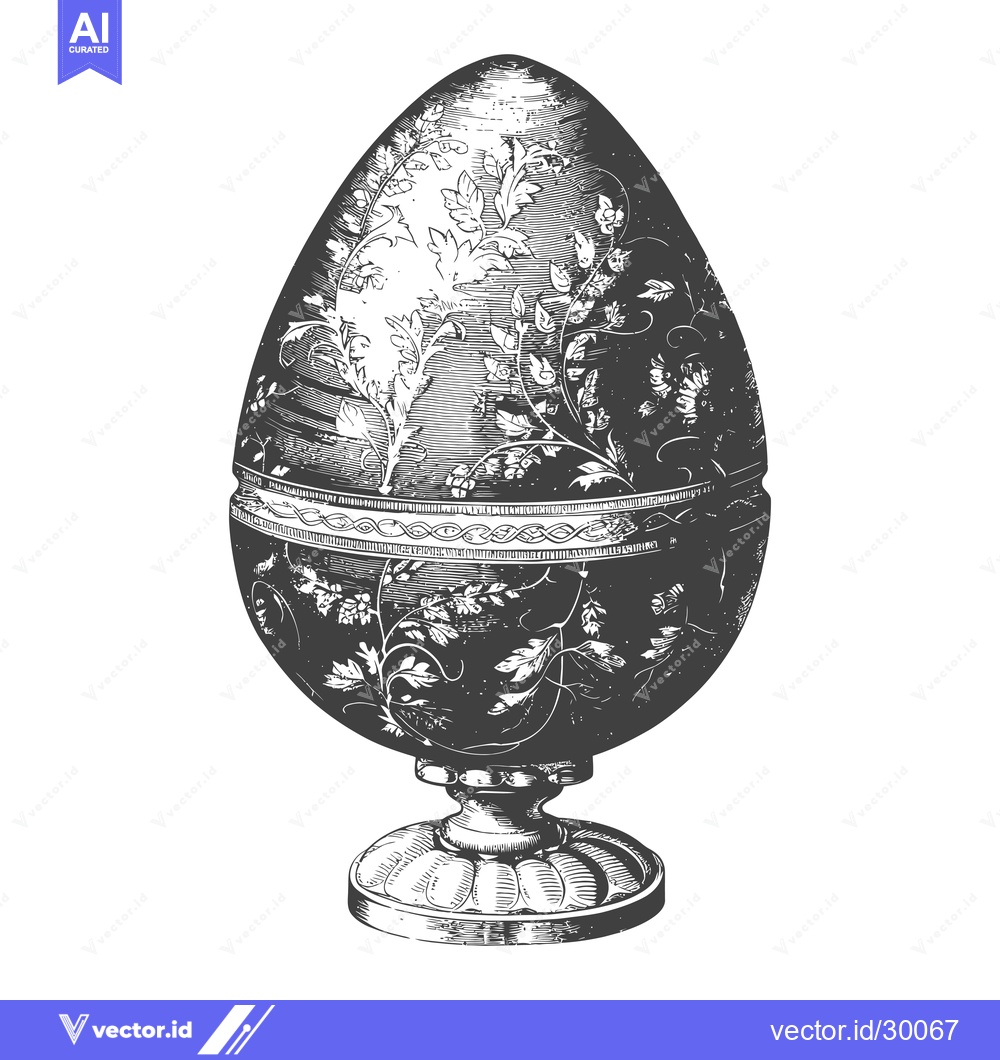 Premium Vector of Ornate Egg Shaped Decorative Container on Stand