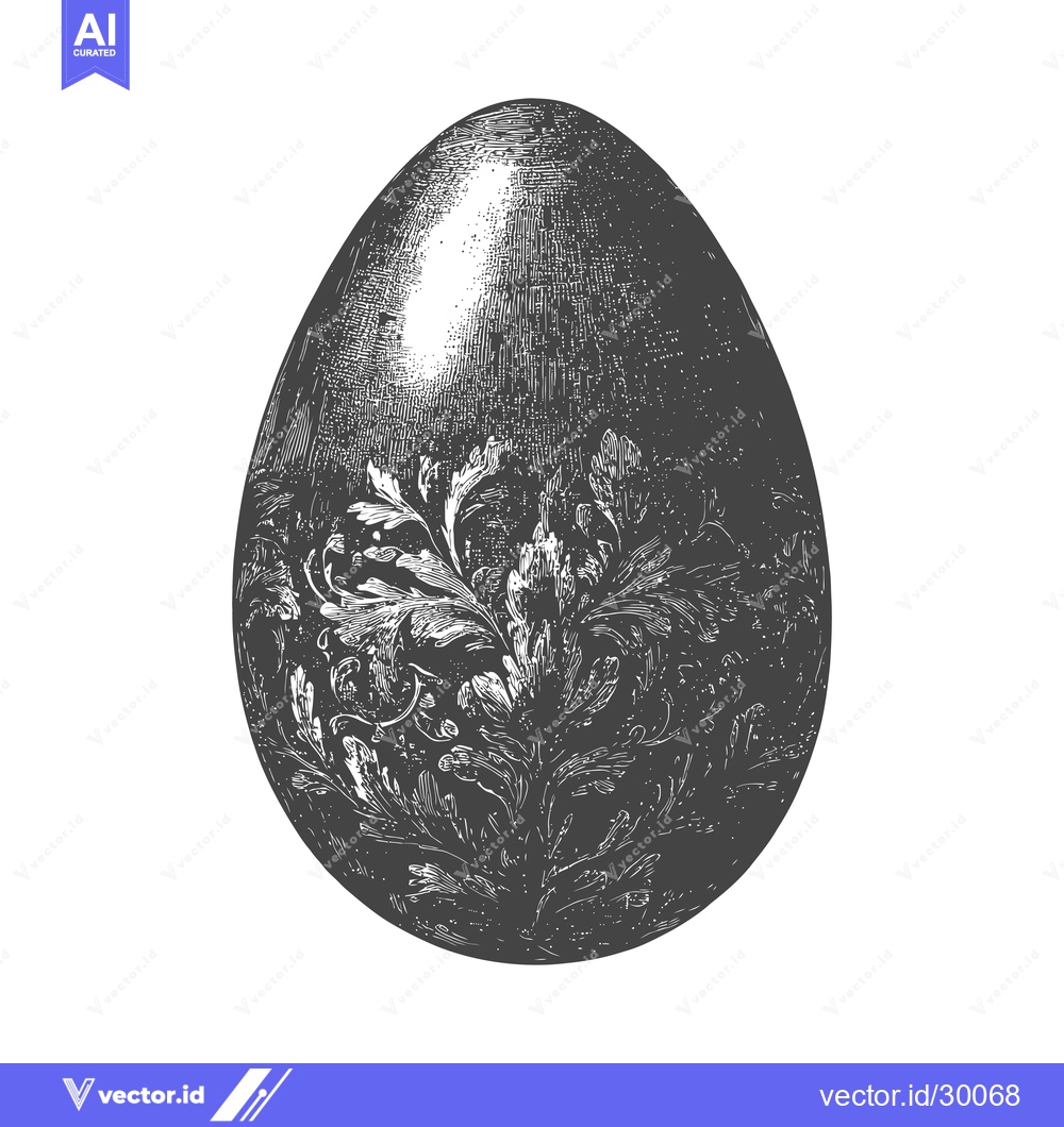 Premium Vector of Ornate Floral Design Adorns Dark Easter Egg
