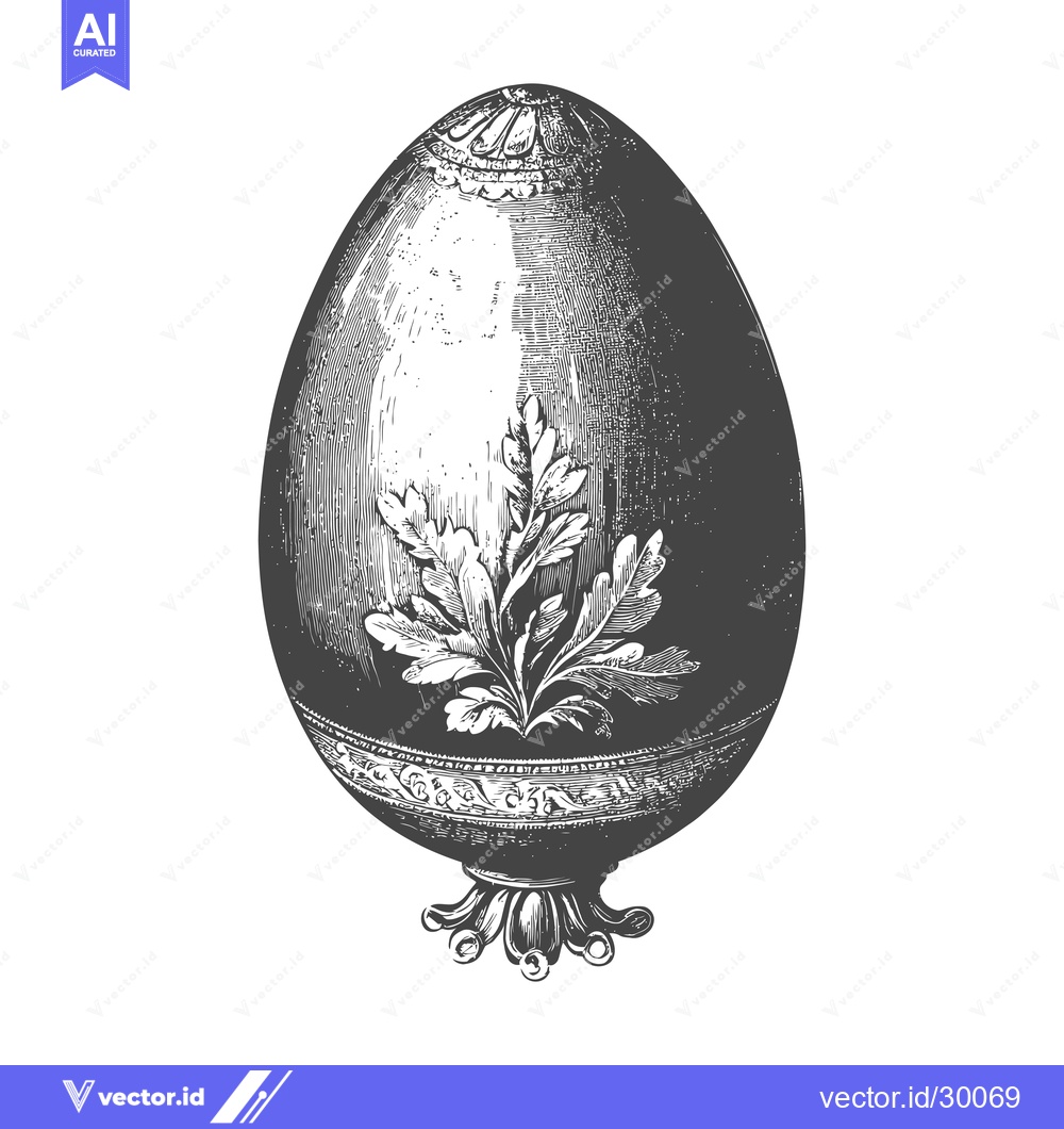 Premium Vector of Ornate Decorative Easter Egg On Stand