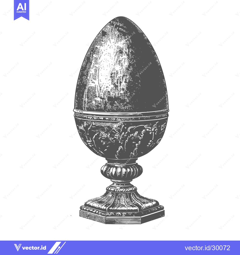 Premium Vector of Ornate Egg Shaped Vessel on Pedestal Stand