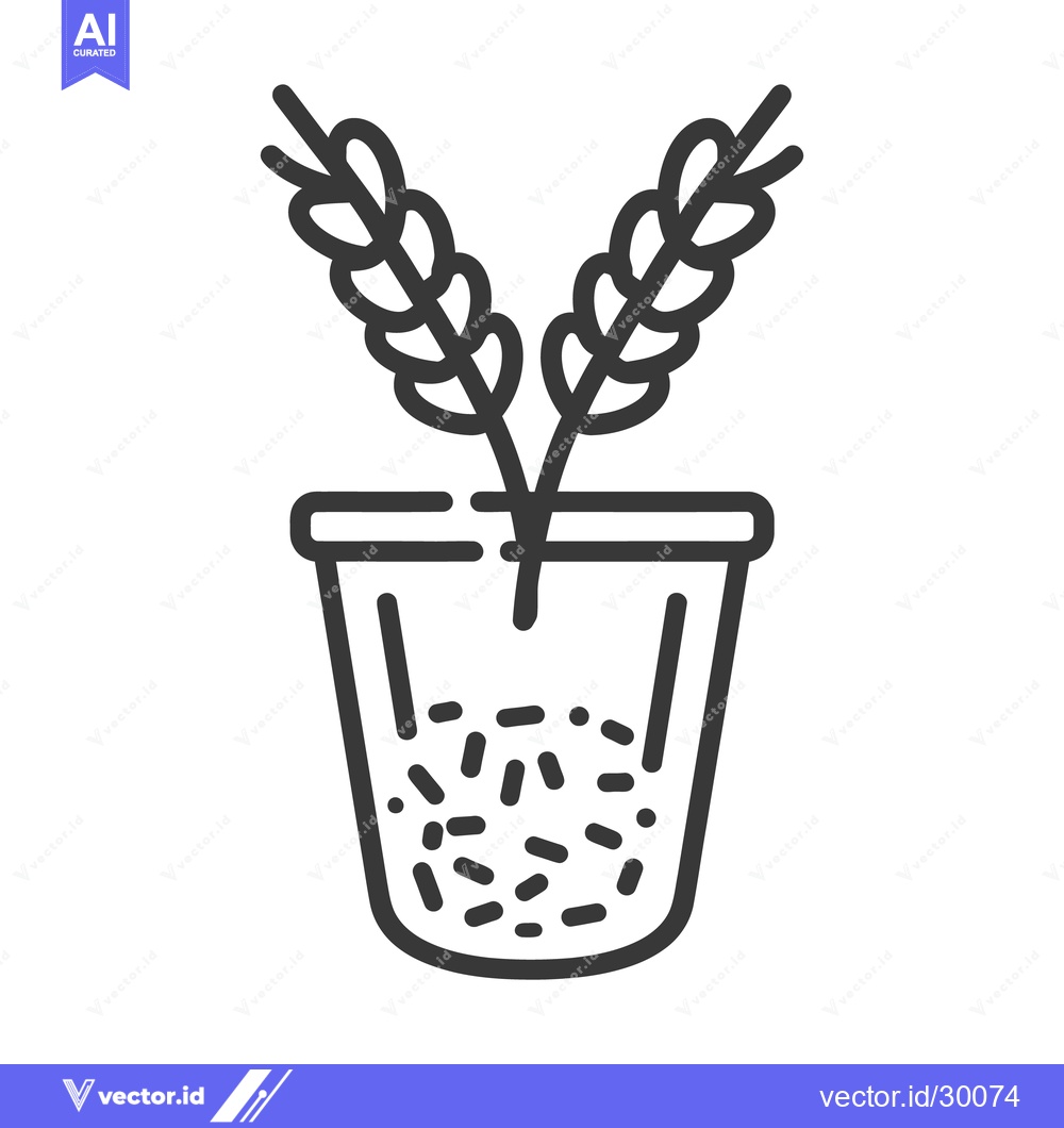 Premium Vector dari An illustrated depiction of wheat growing in a container