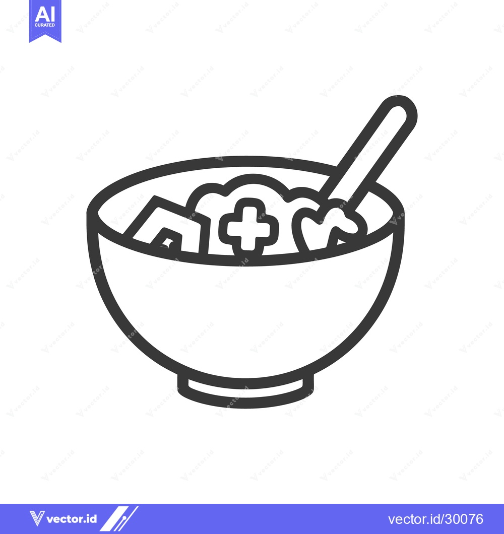 Premium Vector of A bowl of food with spoon is ready for eating