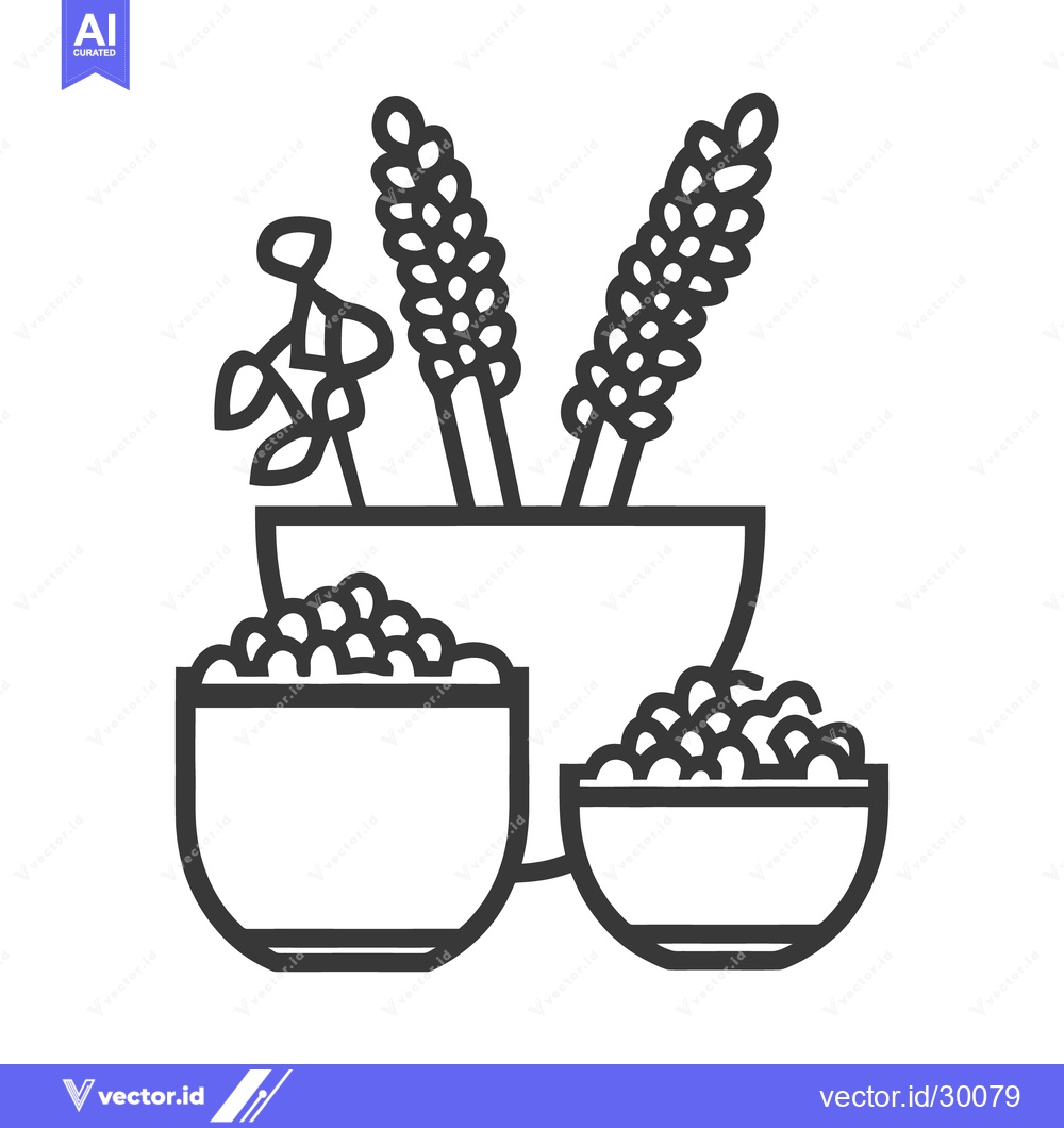 Premium Vector of A monochrome depiction of grains and various food ingredients