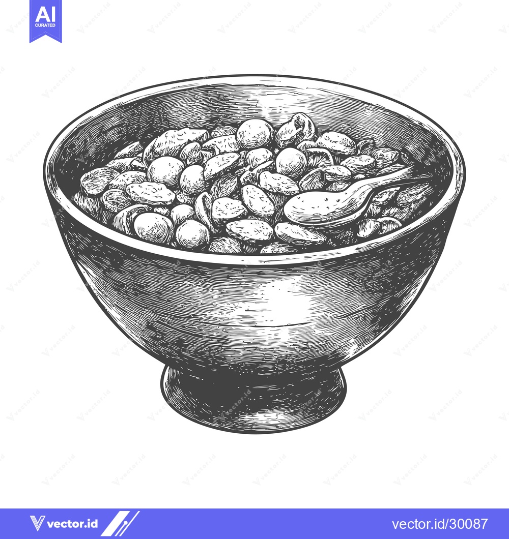 Premium Vector of A Bowl of Cereal Ready for Breakfast Enjoyment