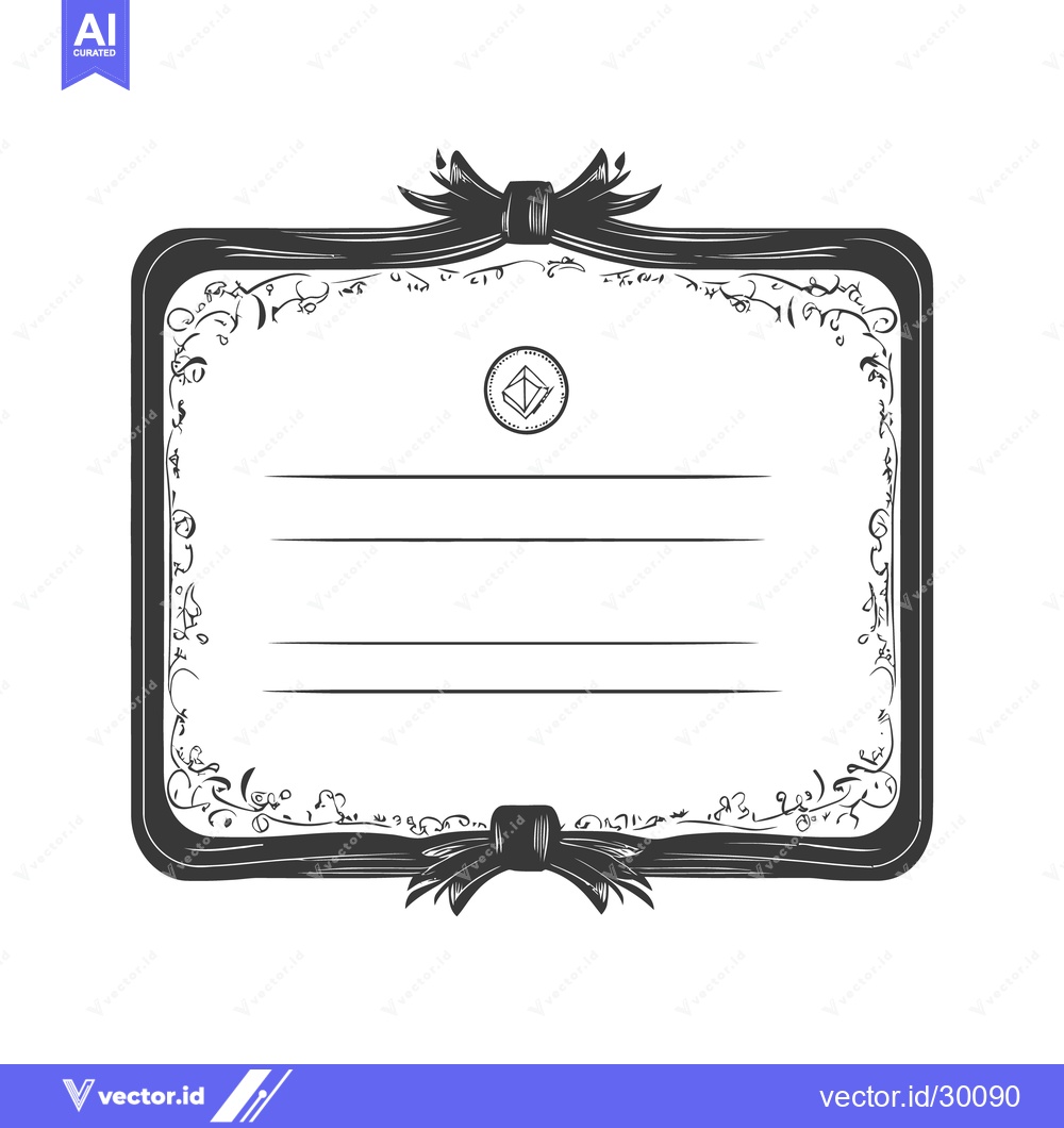 Premium Vector dari Decorative bordered certificate design with ribbon and floral embellis