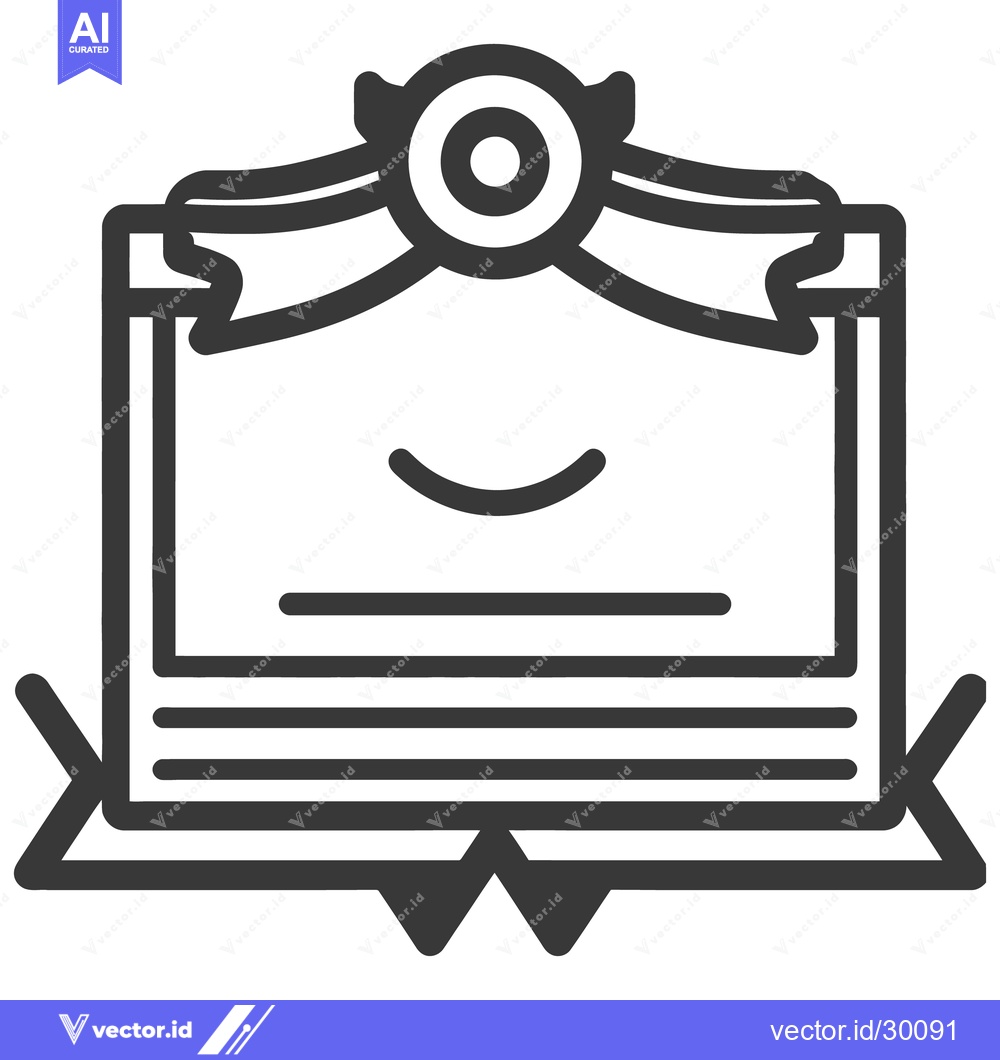Premium Vector dari A stylized illustration of a framed certificate with ribbon detail