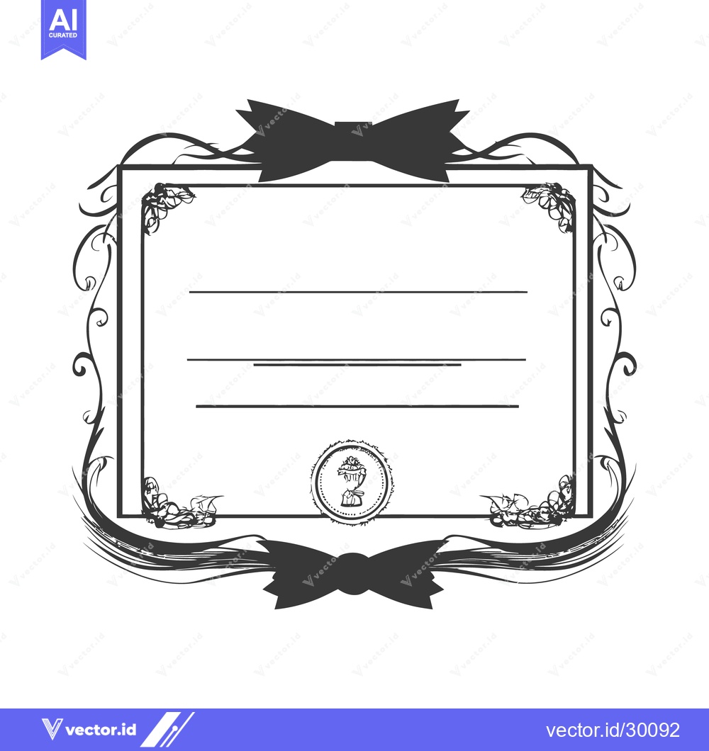Premium Vector of Decorative certificate frame with bows and floral ornamental embellish