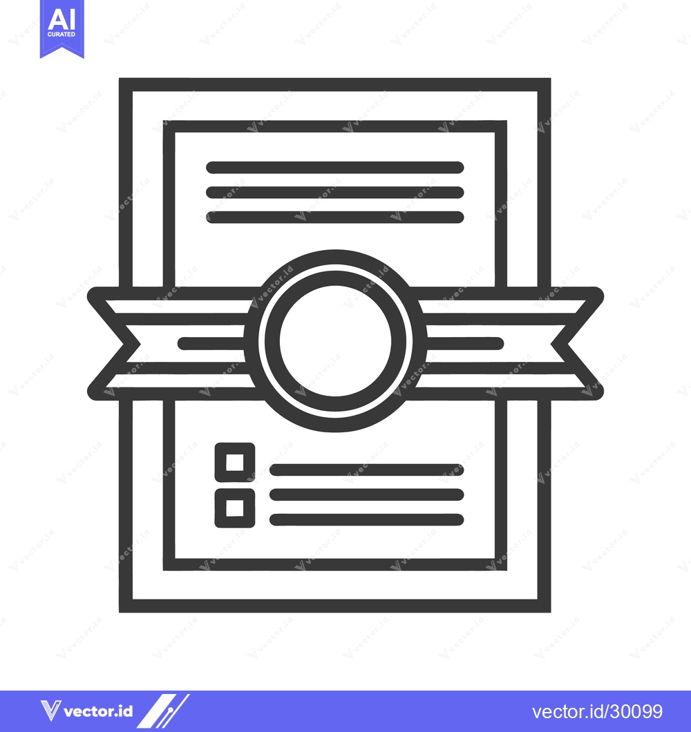 Premium Vector of A black and white framed document with a ribbon and seal