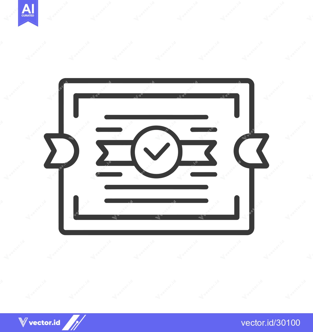 Premium Vector of Certificate with a check mark in a ribbon inside a circle