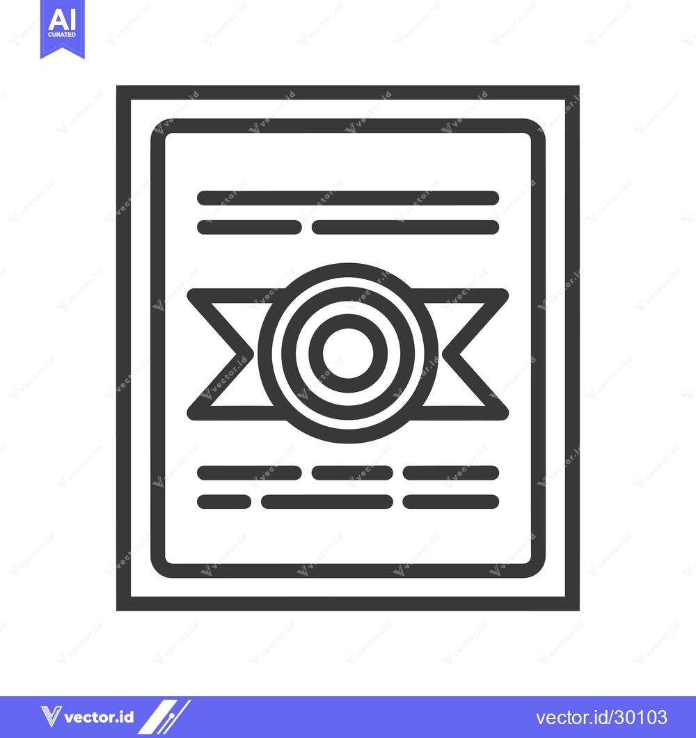 Premium Vector of Certificate with Ribbon and Seal Icon