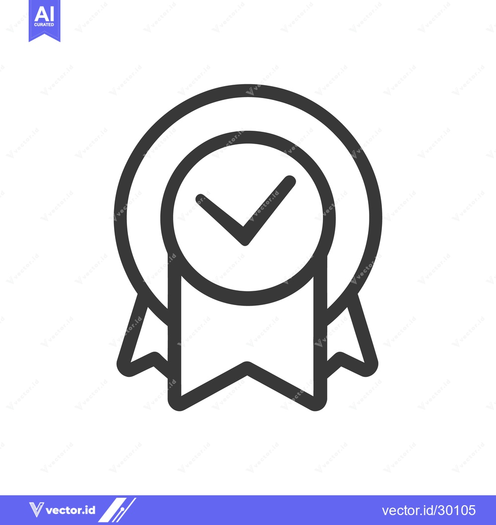 Premium Vector dari A simple icon depicting a round badge with a checkmark inside