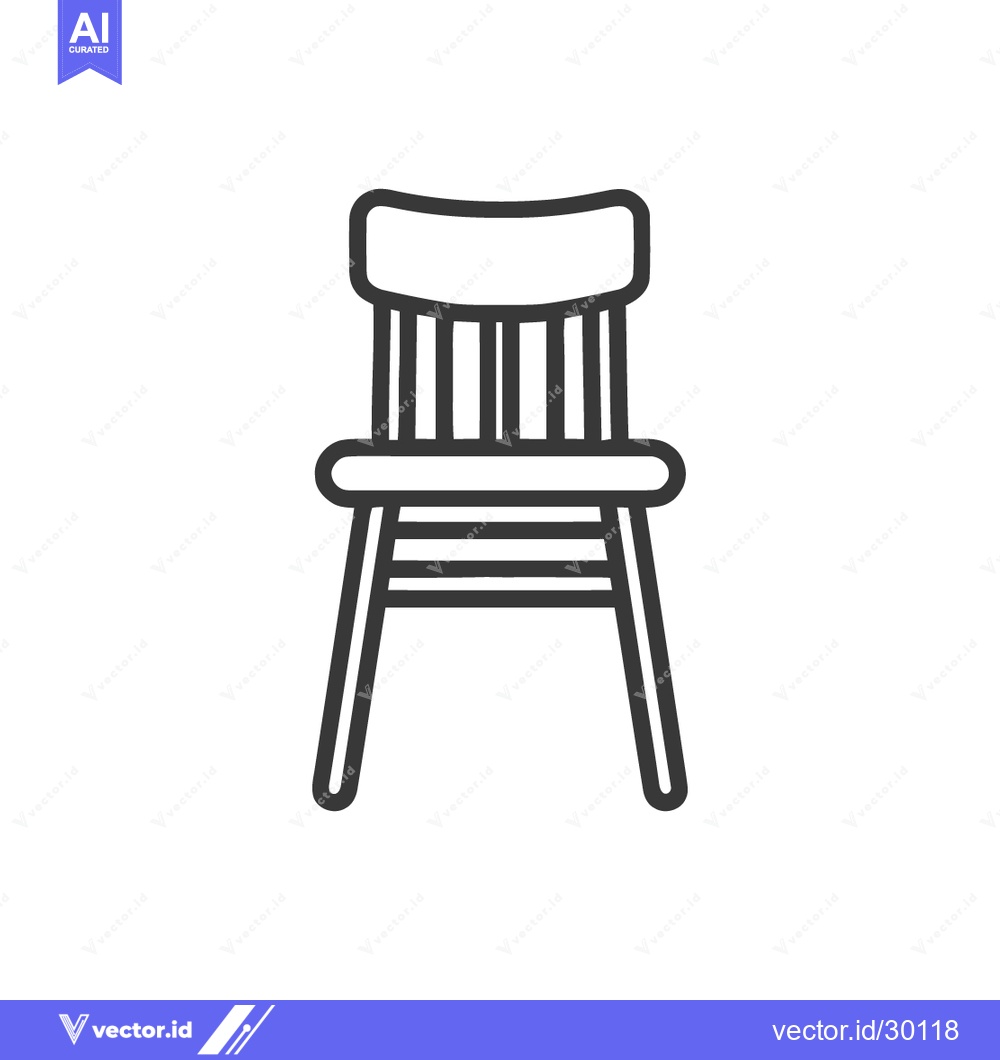 Premium Vector of Minimalist Chair Icon: Simple Line Art Illustration on White Backgroun