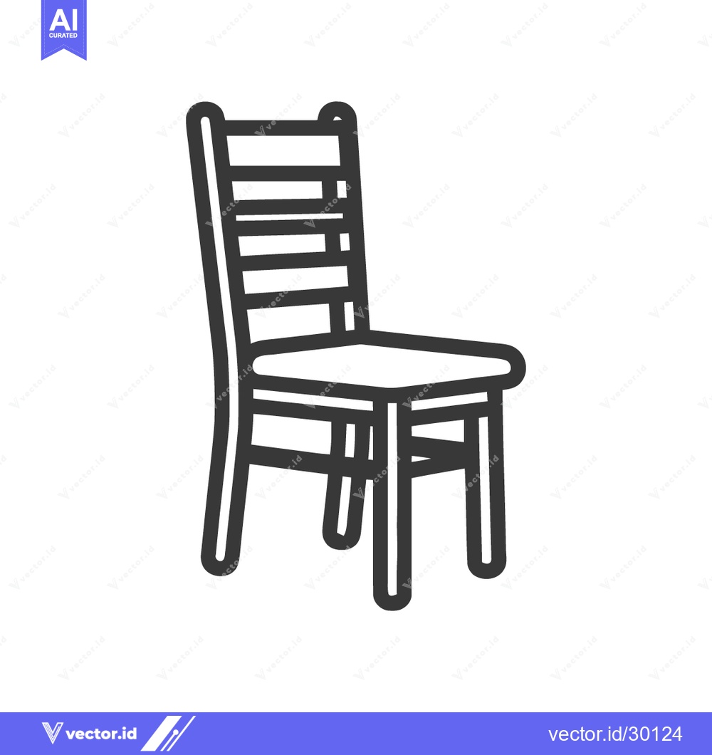 Premium Vector dari Minimalist Line Art: Classic Wooden Chair with Ladder Back Design on W
