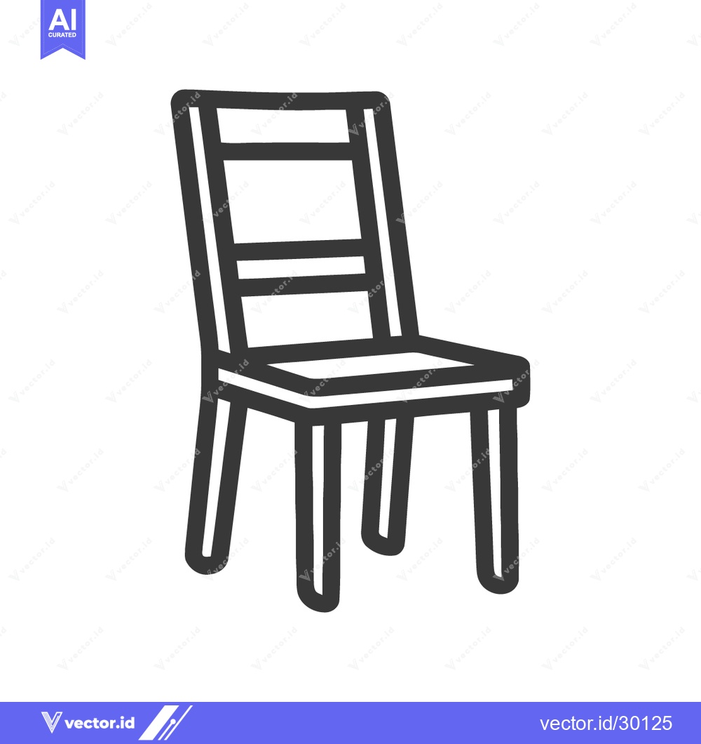 Premium Vector dari Minimalist Chair Icon: Simple Line Art Design on White Background