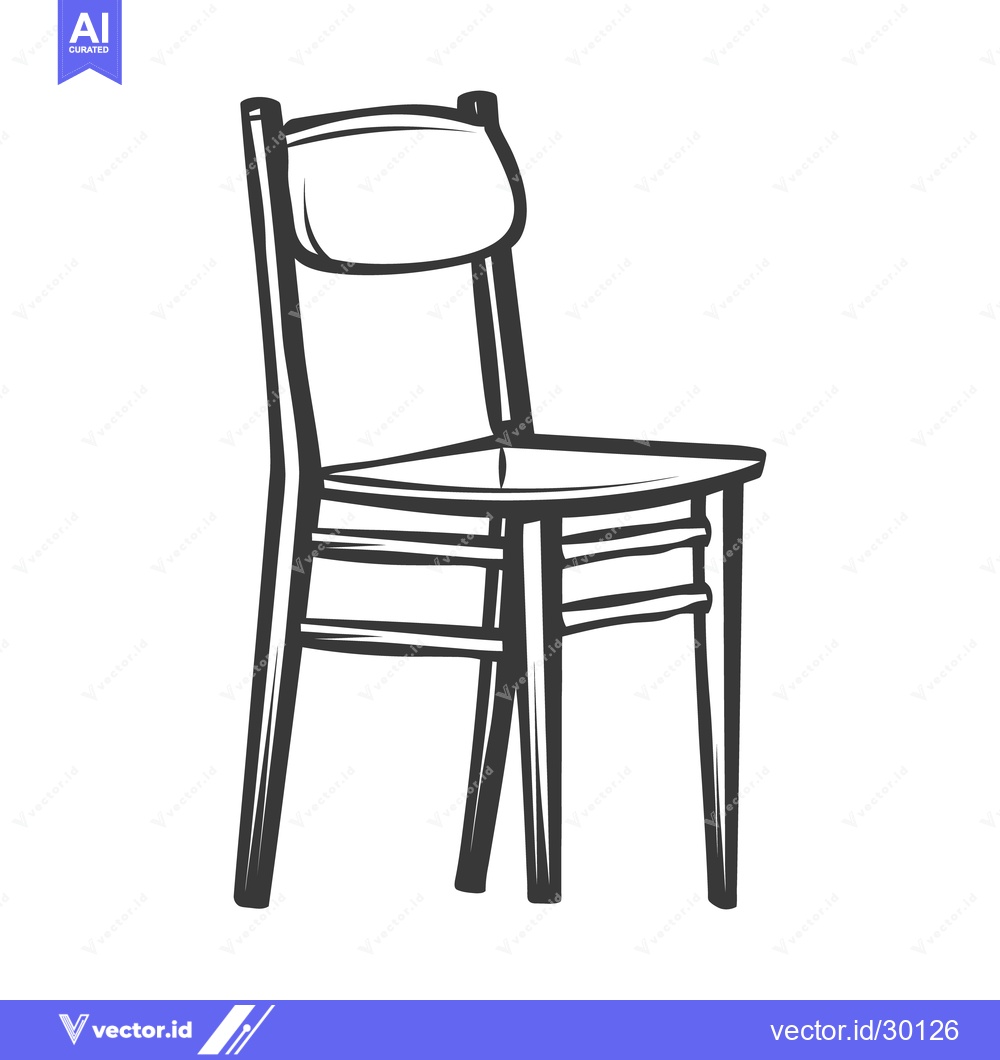 Premium Vector dari Simple illustrated monochrome image of a wooden chair for seating