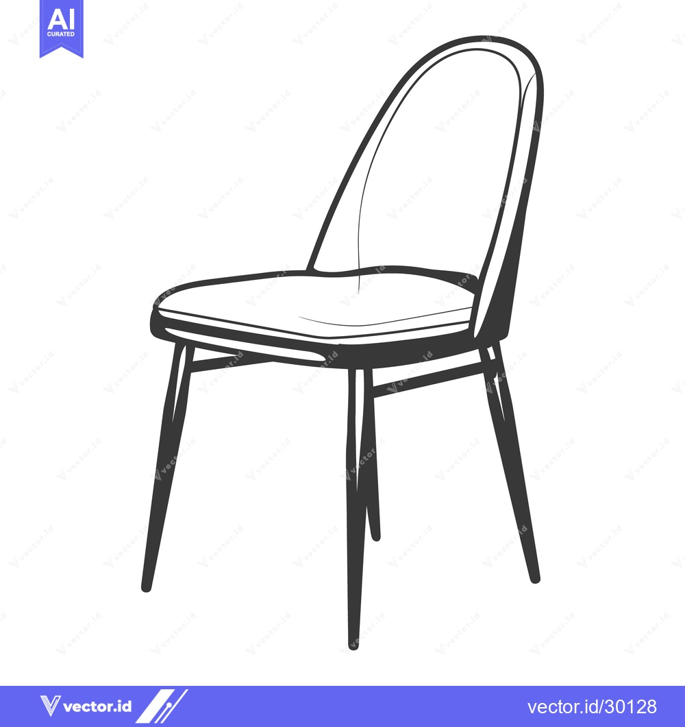 Premium Vector dari An illustrated drawing of a modern curved back chair