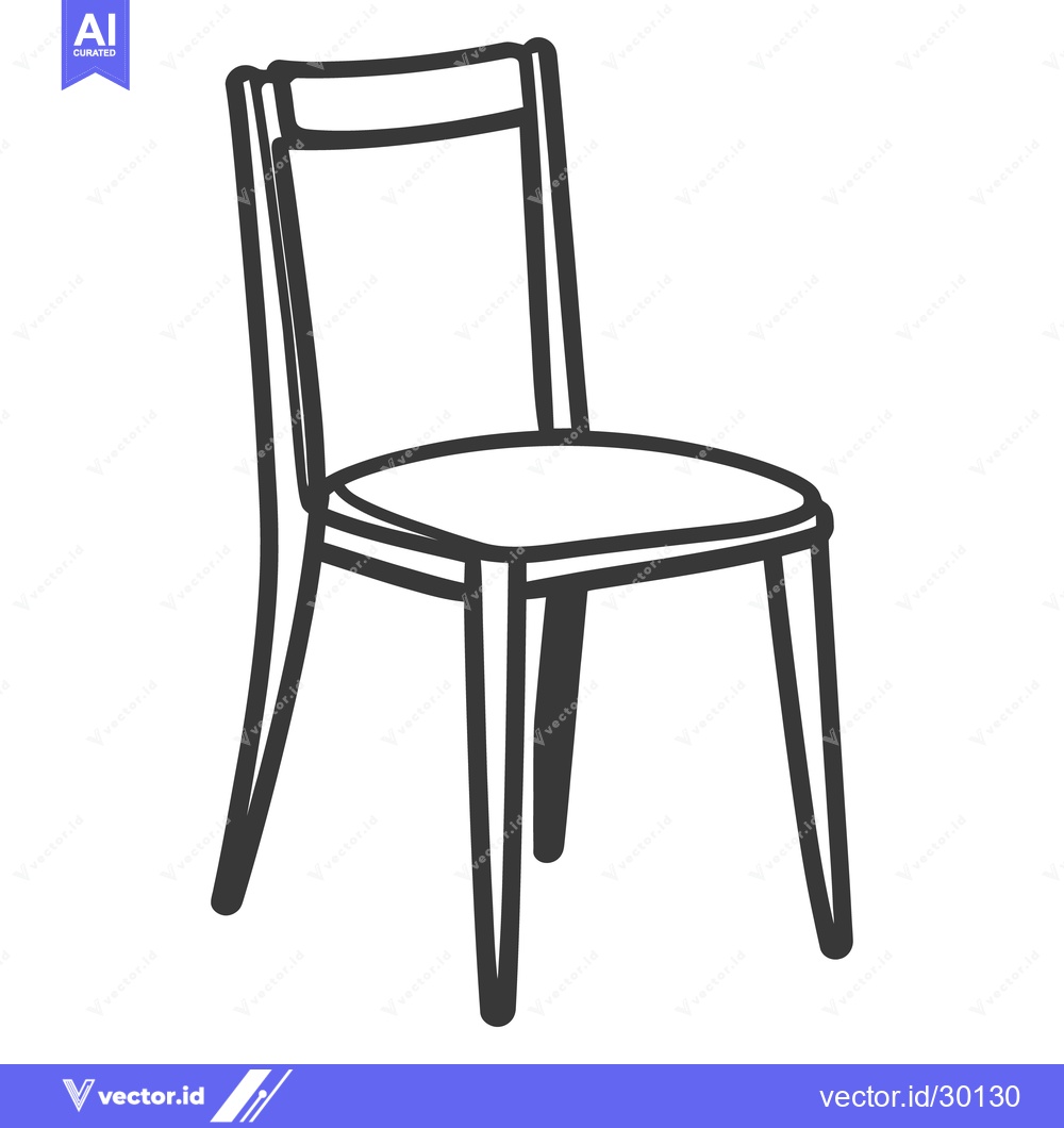 Premium Vector of Simple black outline of a wooden chair on white background