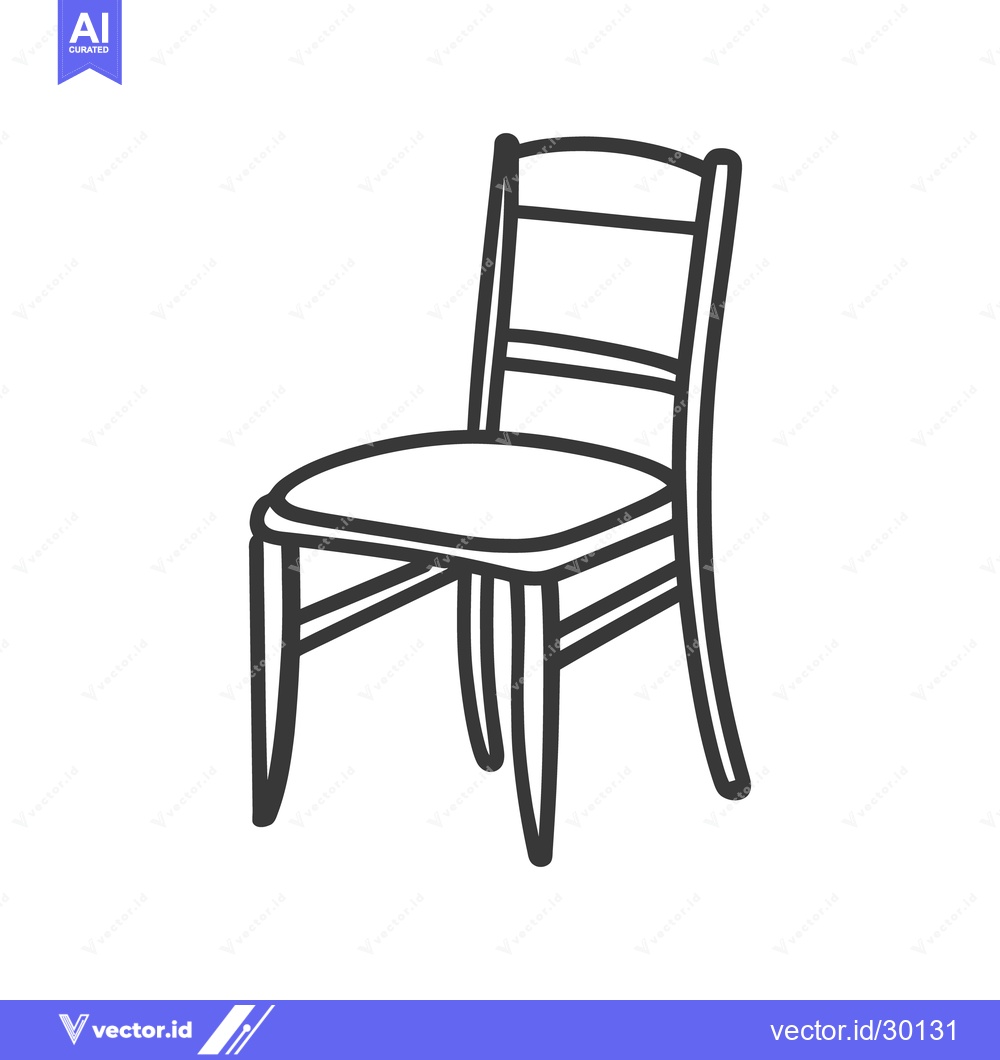 Premium Vector dari Simple vector image depicting a wooden chair with curved back support