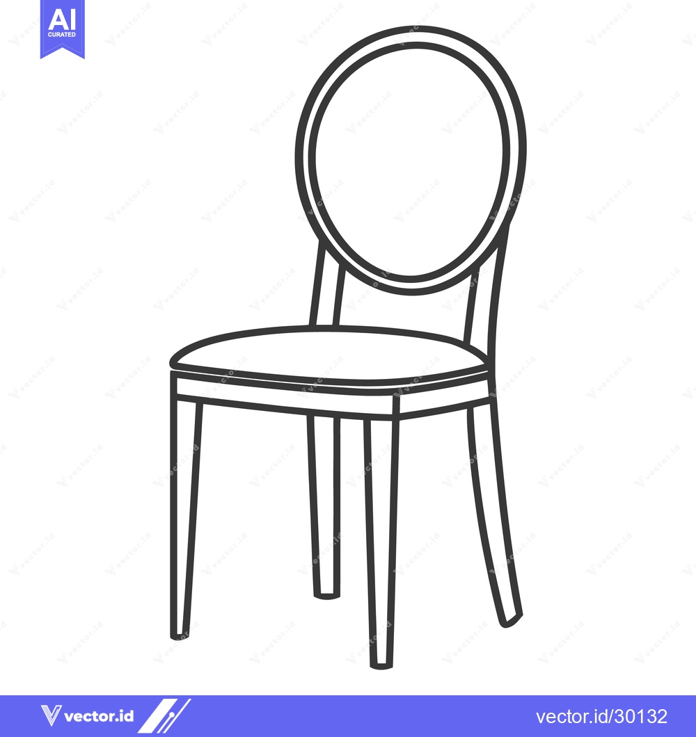 Premium Vector dari A simple line drawing showing a decorative chair design