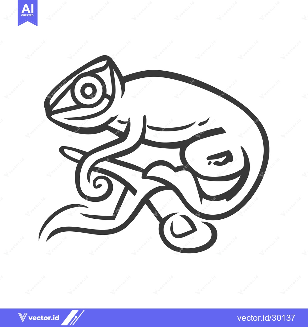 Premium Vector dari A stylized illustration depicting a reptile perched on a branch