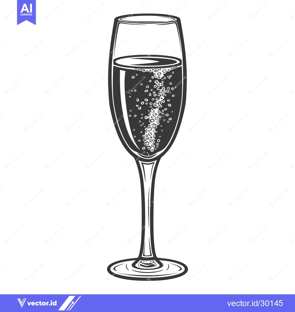 Premium Vector dari A tall elegant glass containing bubbly liquid and many tiny bubbles