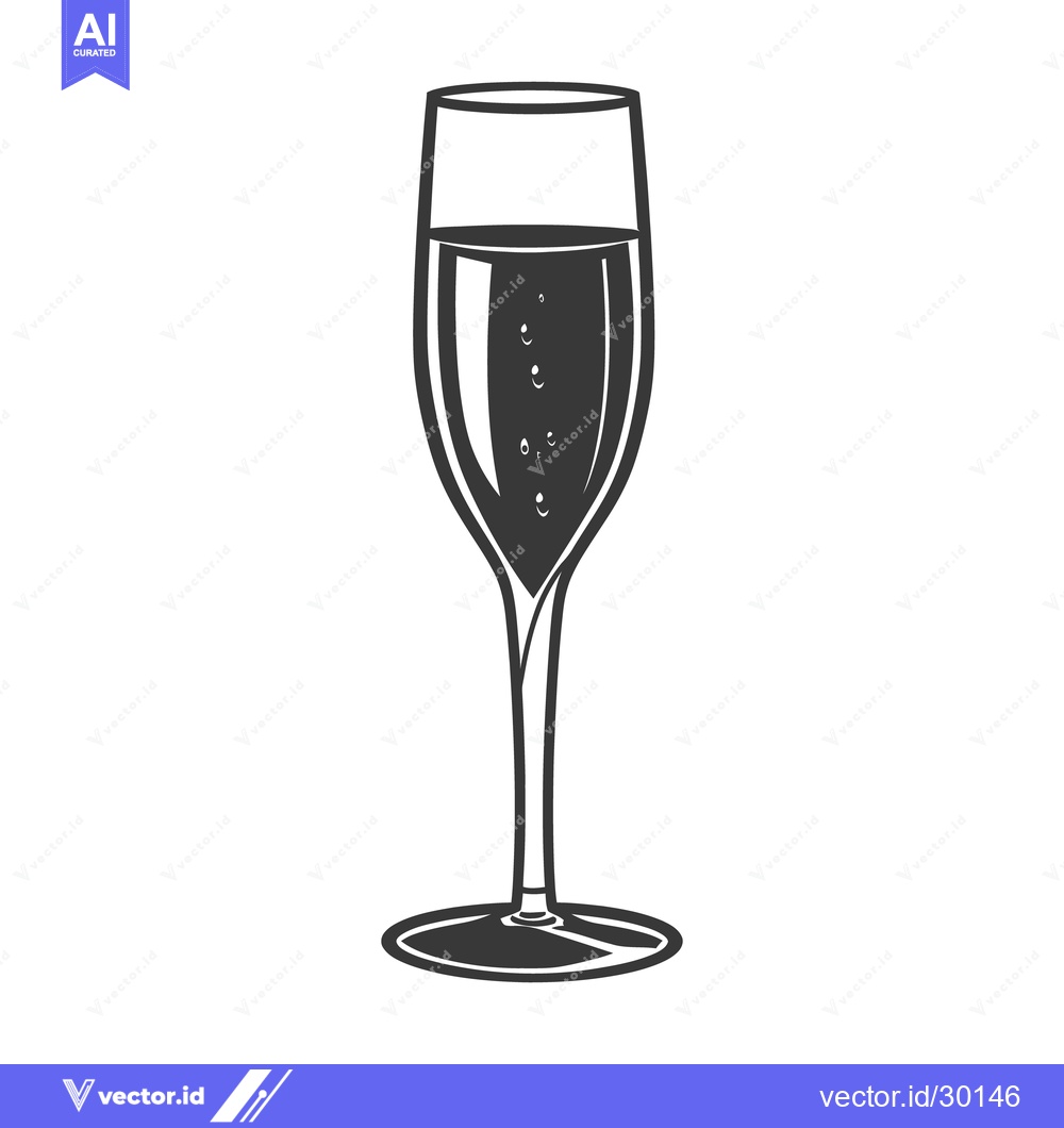 Premium Vector dari A Tall Flute Glass Filled With Bubbly Sparkling Beverage