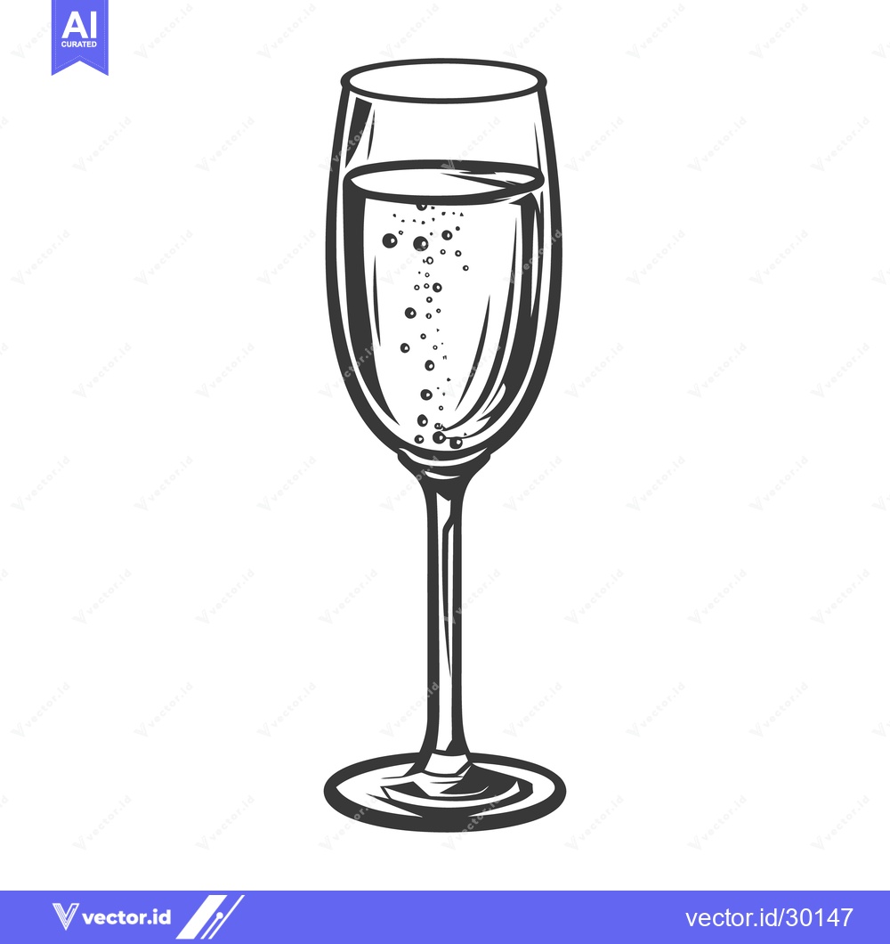 Premium Vector dari A simple drawing of a champagne flute filled with bubbles