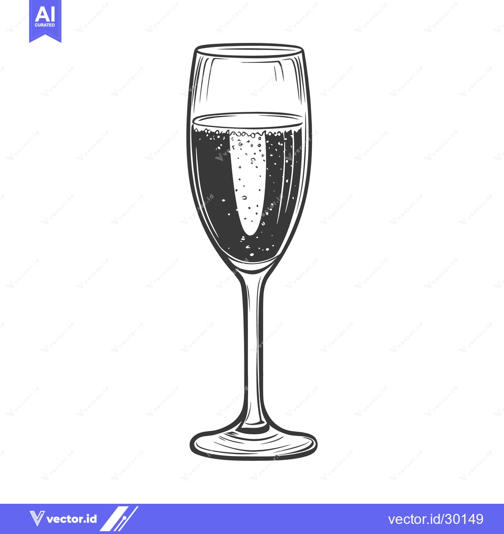 Premium Vector dari A tall champagne flute filled with a sparkling alcoholic beverage