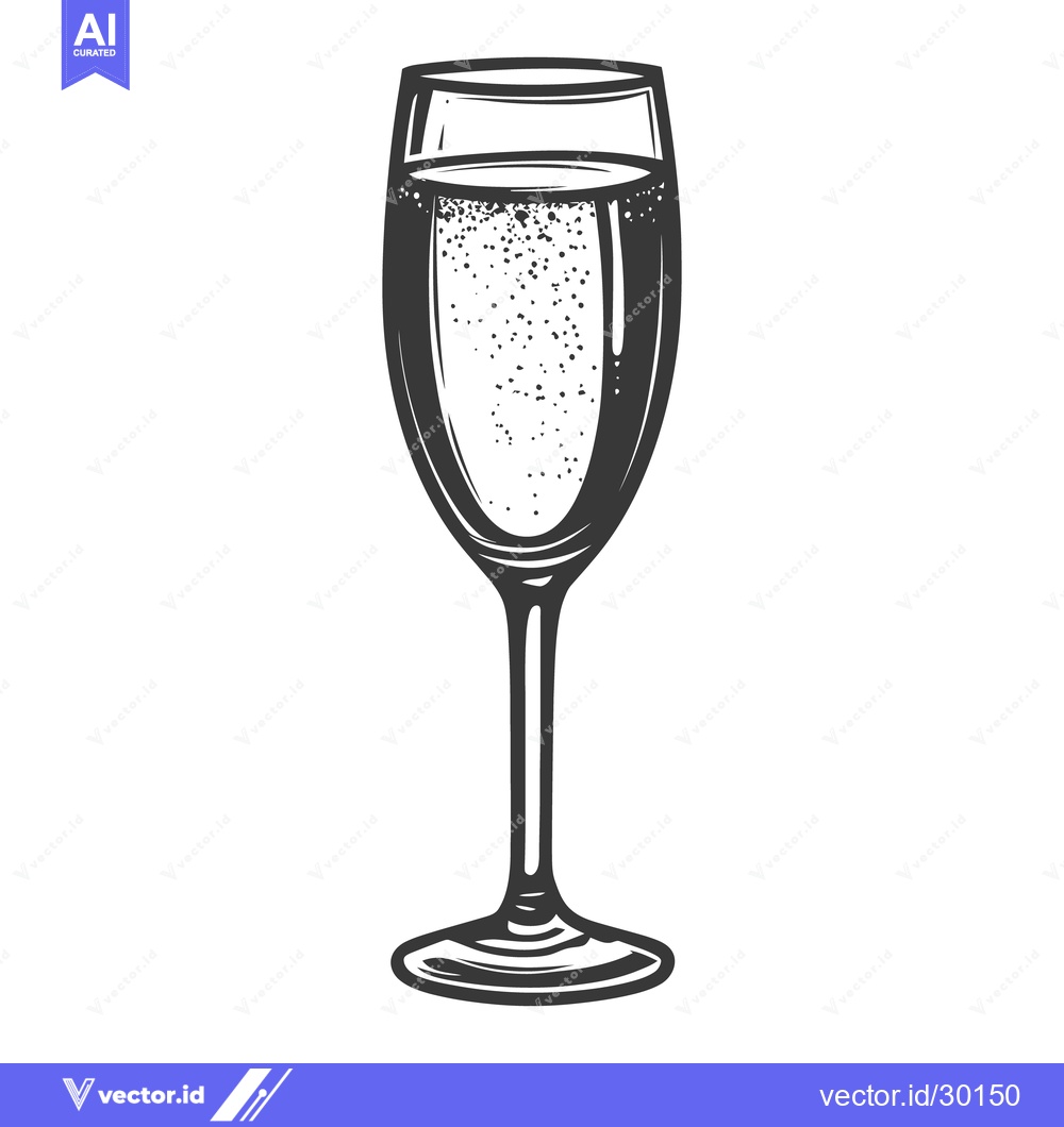 Premium Vector of A single glass of sparkling beverage is shown upright
