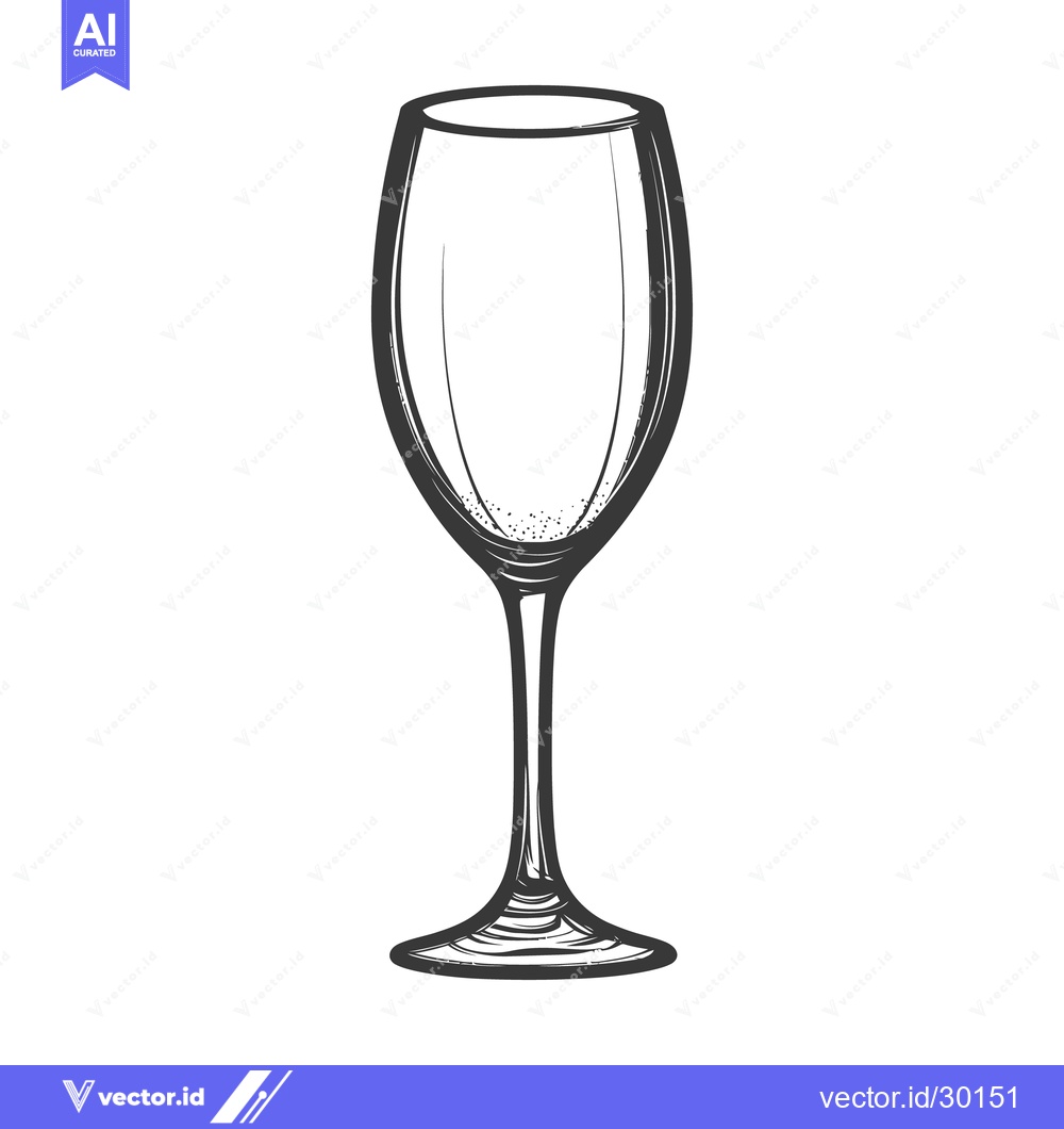 Premium Vector of A single tall stemmed wine glass illustrated in simple black lines
