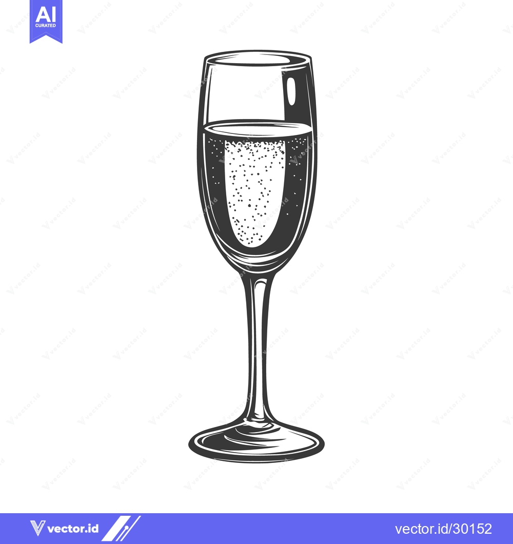 Premium Vector of An elegant champagne flute filled with sparkling celebratory beverage