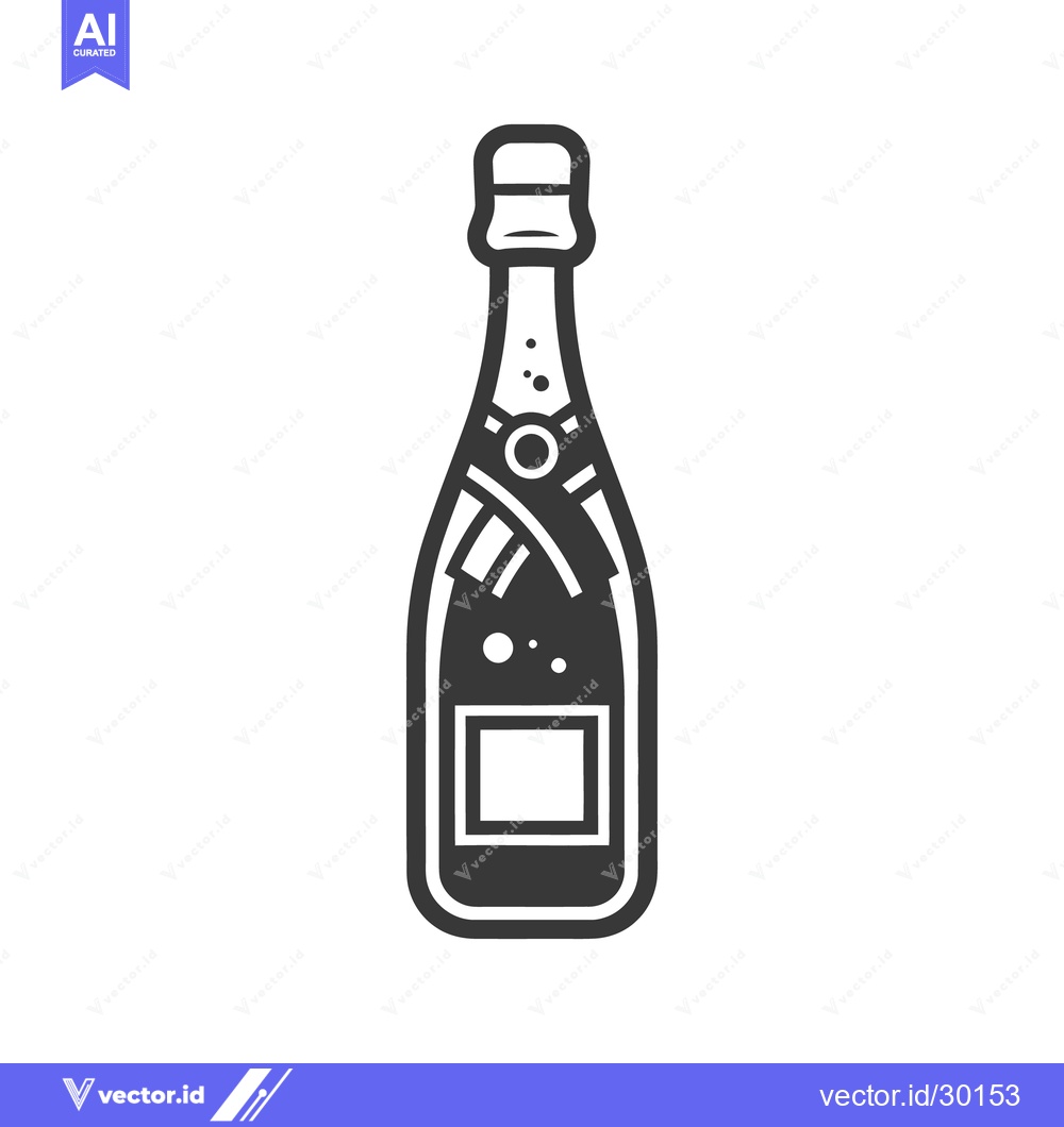 Premium Vector of A monochrome illustration of a champagne or sparkling wine bottle