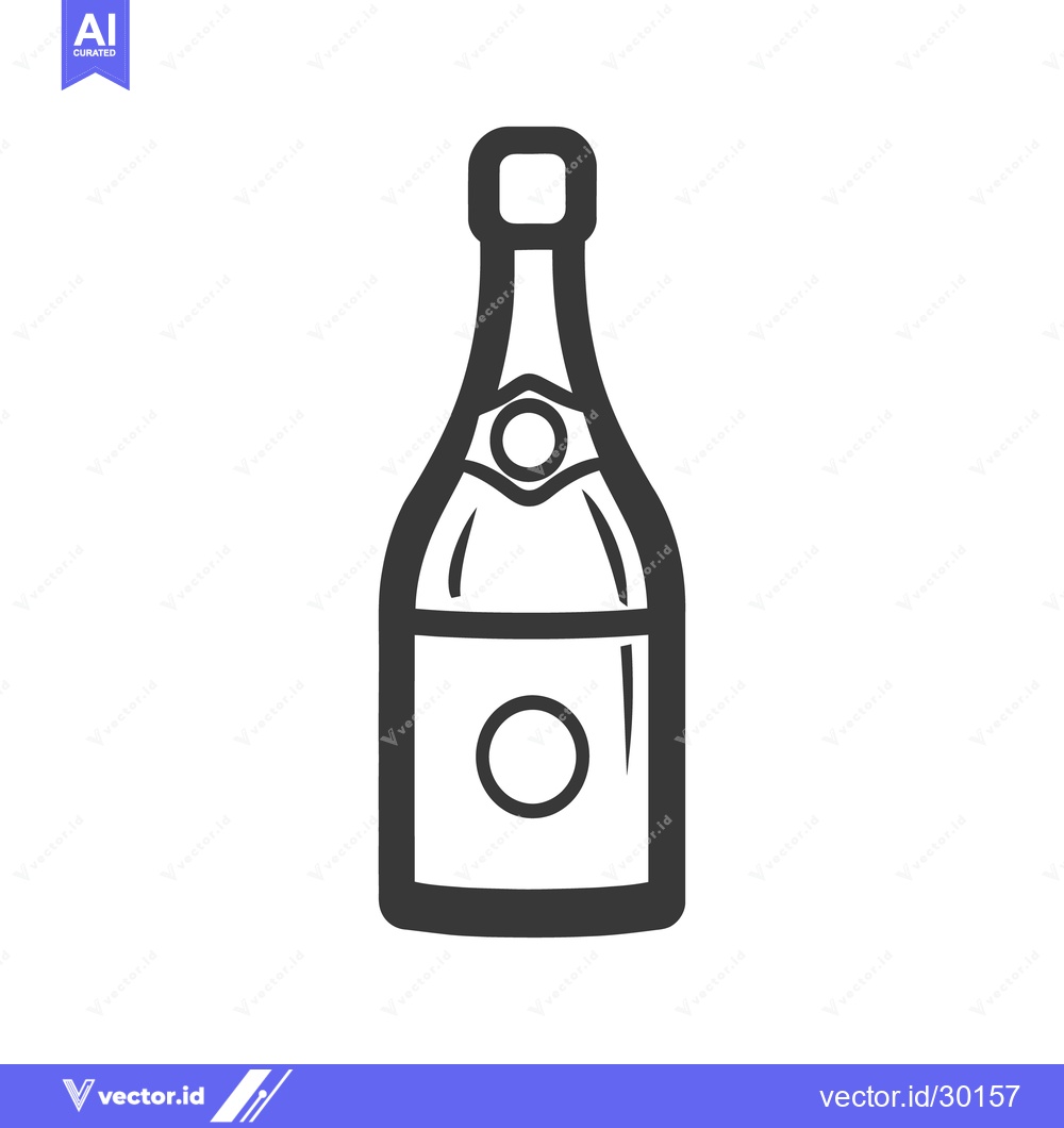 Premium Vector of A simple black and white illustration depicting a champagne bottle