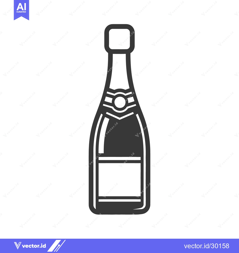 Premium Vector dari An illustrated black and white drawing of a champagne bottle