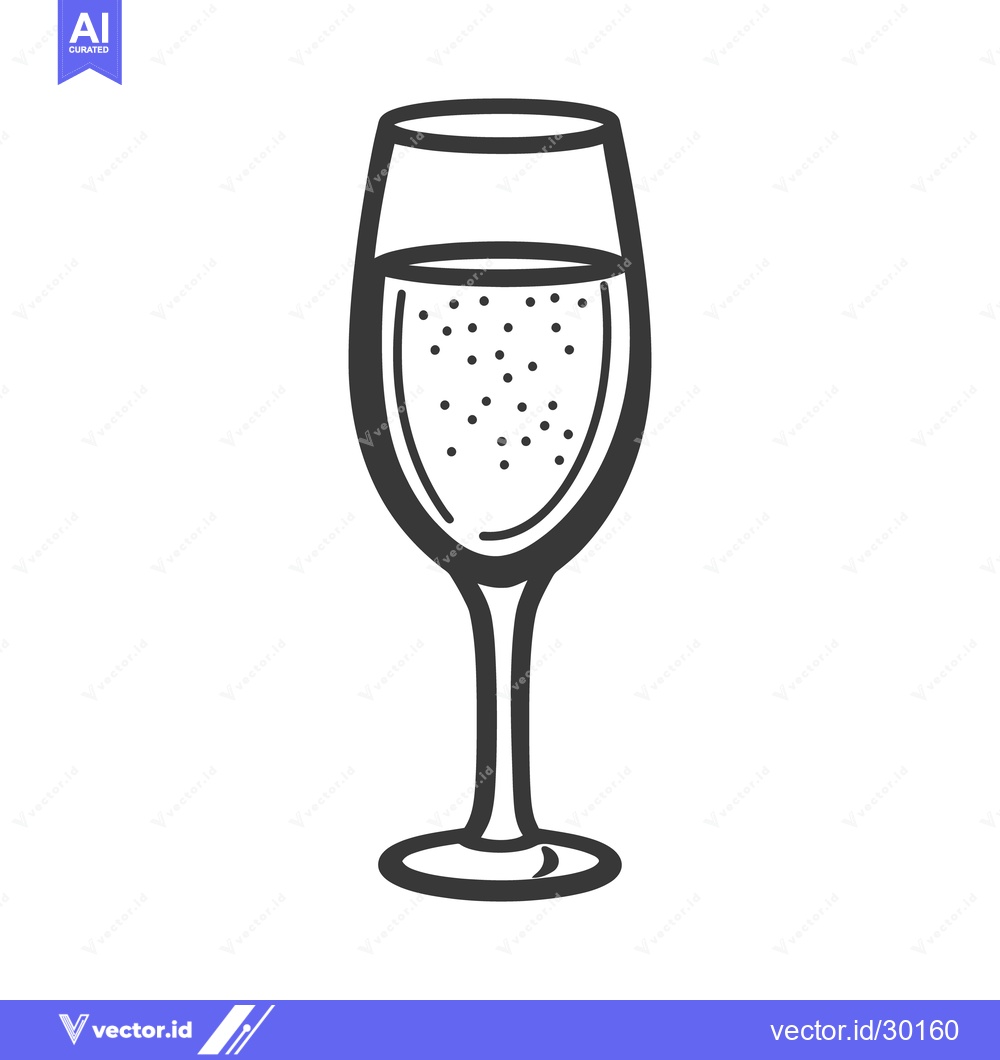 Premium Vector dari A detailed monochrome illustration of a champagne flute filled with bu