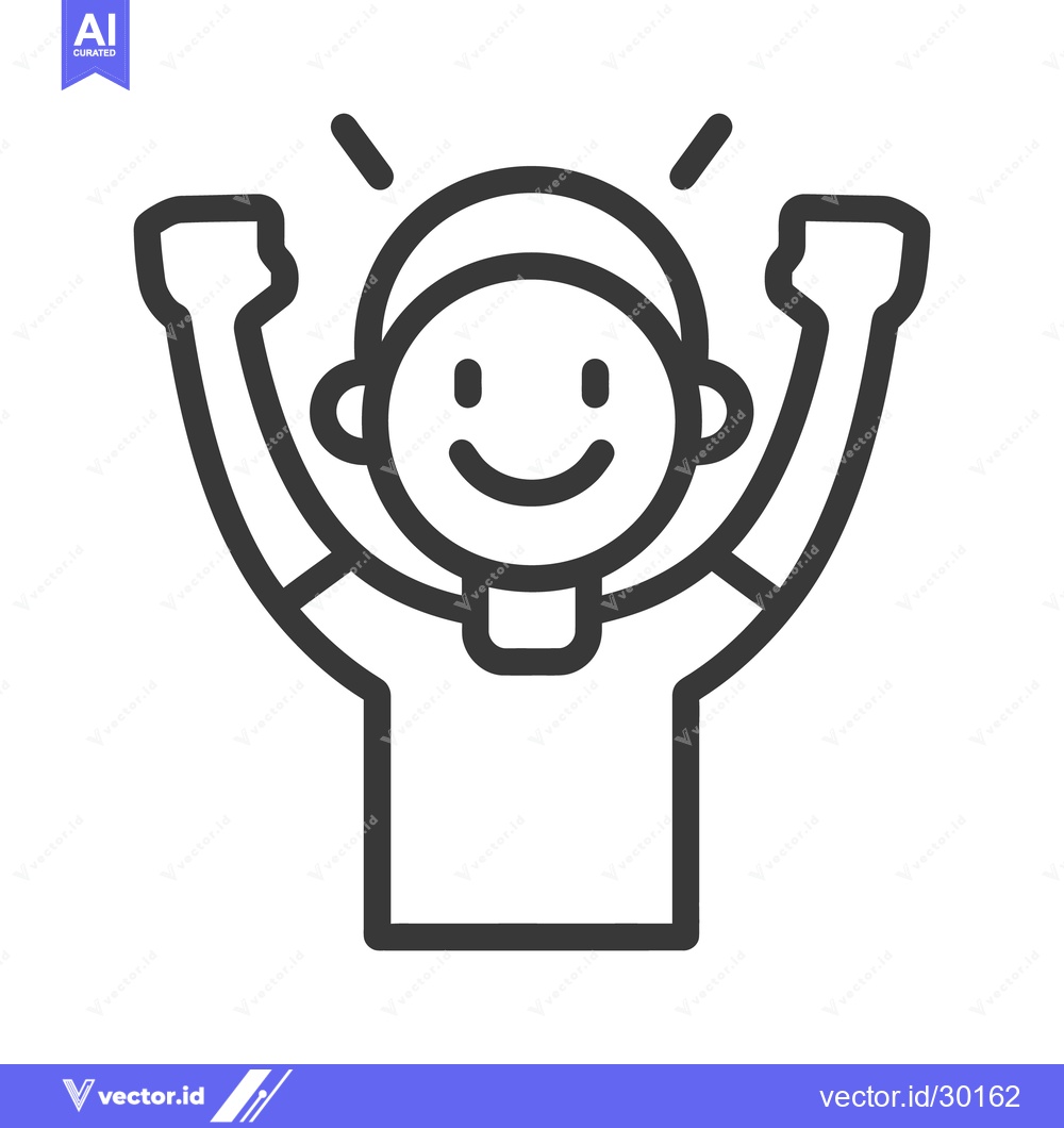 Premium Vector dari A happy person with arms raised celebrating in vector style