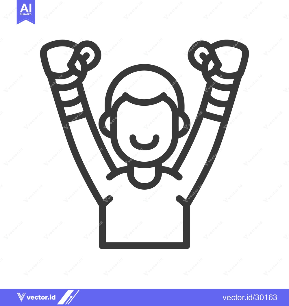 Premium Vector of A simple graphic depicts a happy person raising their arms
