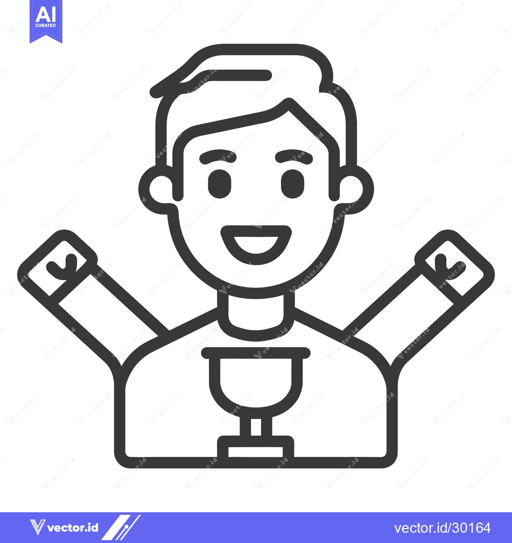 Premium Vector dari A simplified line drawing of a happy person celebrating success