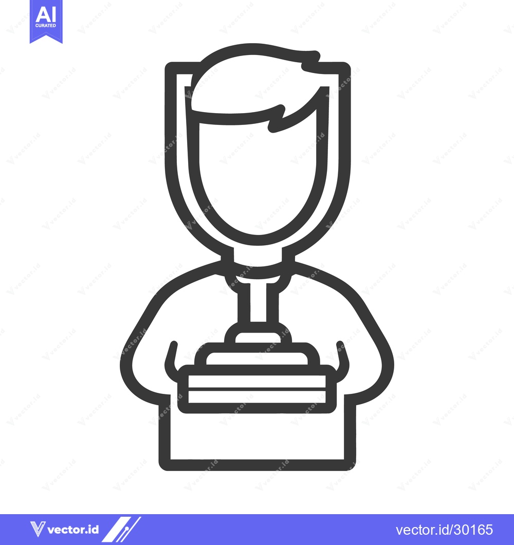Premium Vector of The illustration represents a person holding a trophy or award icon