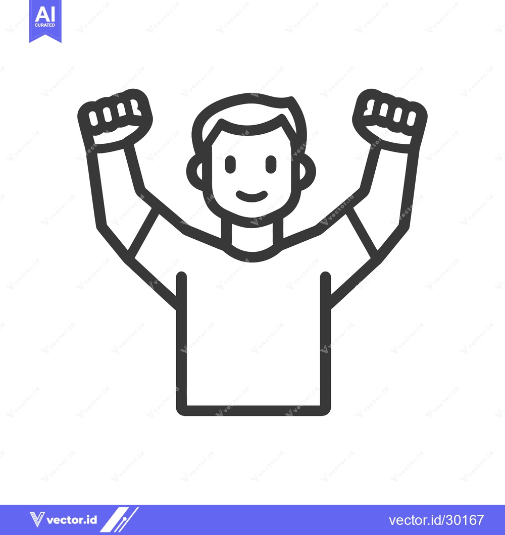 Premium Vector dari Illustration of a person celebrating with arms raised in the air