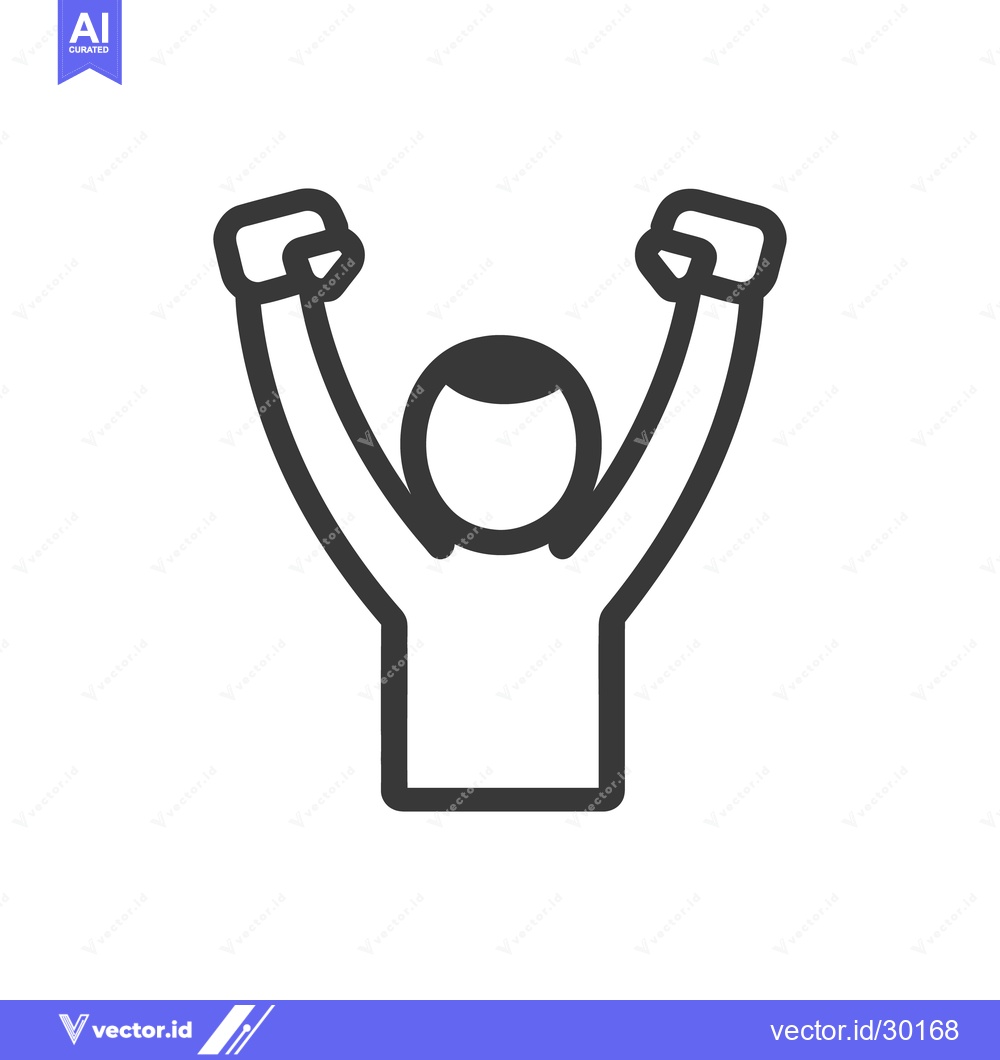 Premium Vector of Simple illustration of a person with arms raised in victory