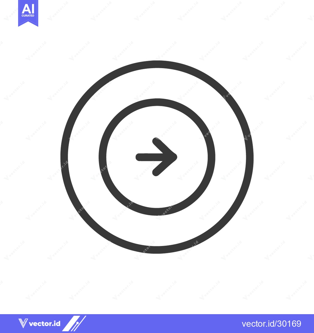 Premium Vector dari Minimalist Right Arrow Icon in Double Circle, Navigation Symbol
