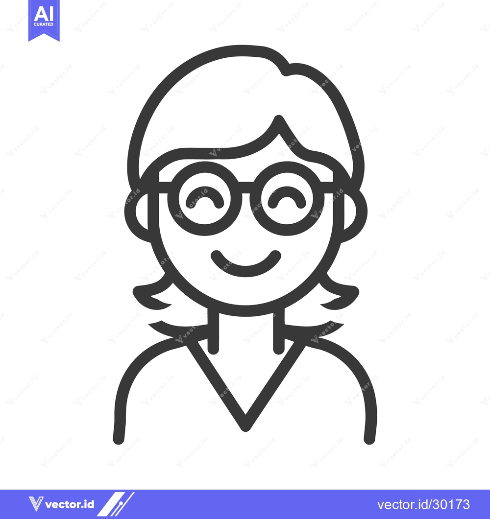 Premium Vector of Smiling woman wearing glasses depicted with clean and simple lines