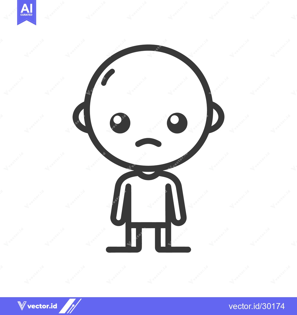 Premium Vector dari A simple illustration of a sad looking small character person