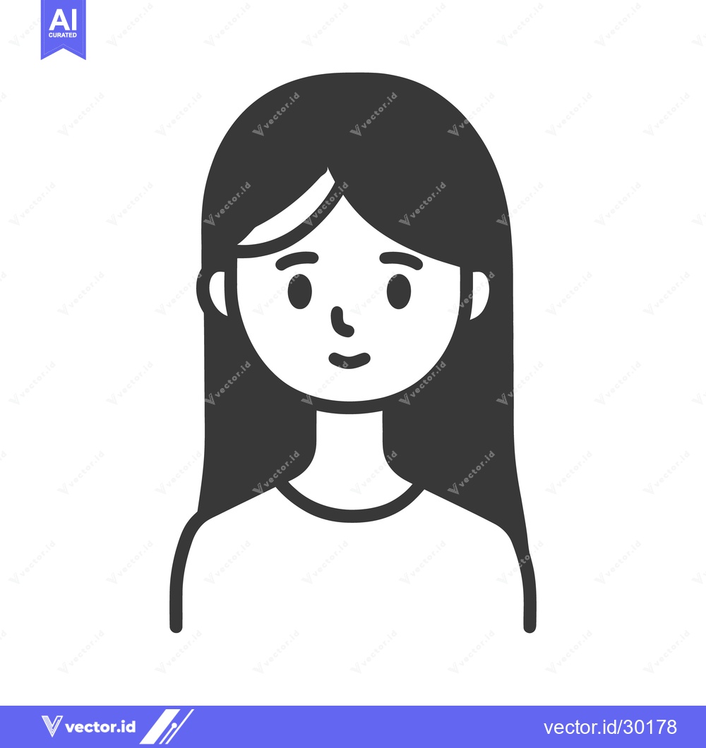 Premium Vector of A simple black and white illustration of a smiling young woman