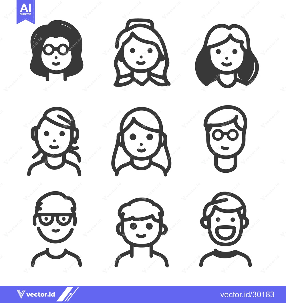 Premium Vector dari Simple illustrations representing diverse and various human faces and