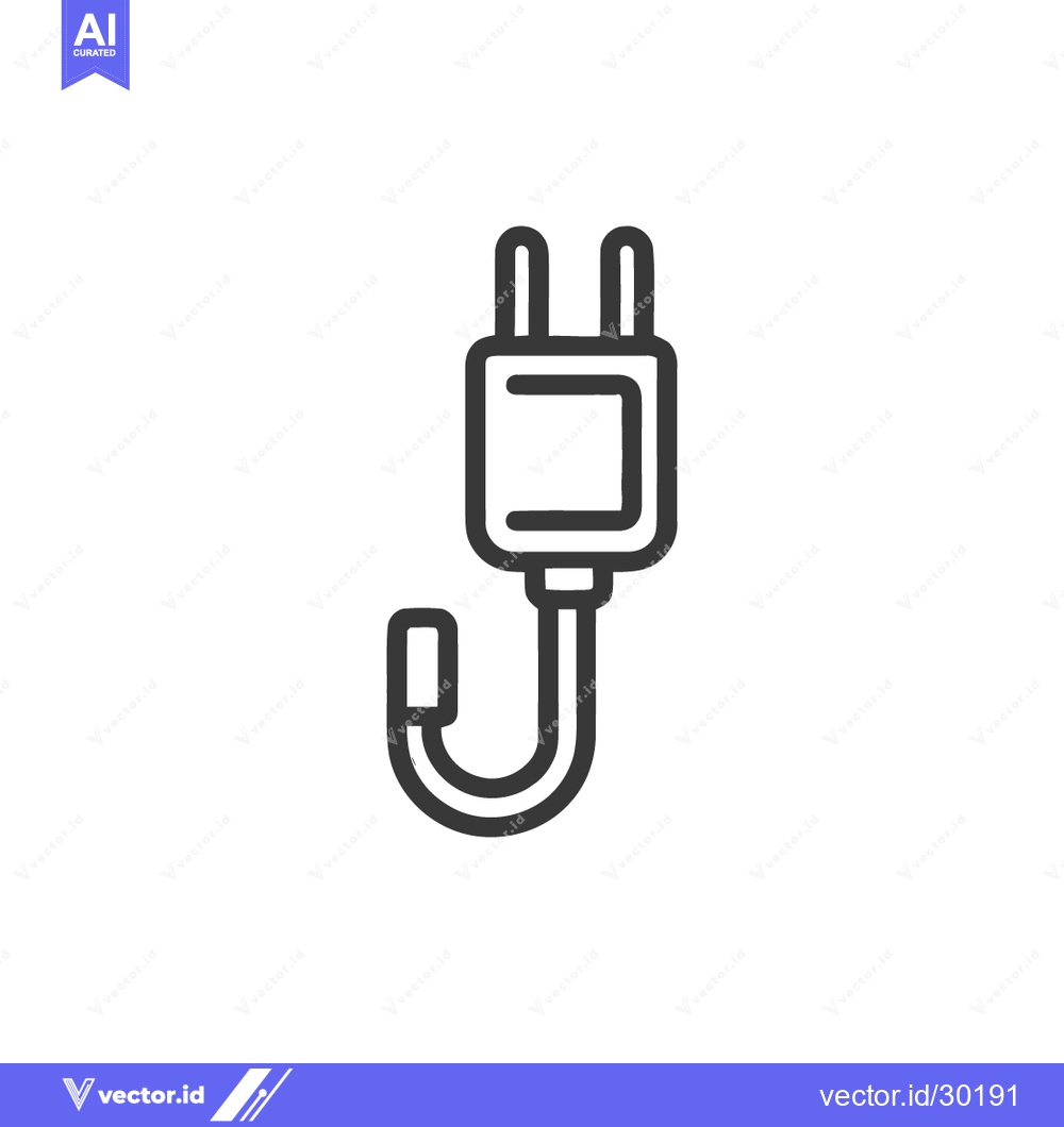 Premium Vector dari Minimalist Line Art: European Plug with Rounded Connector on White Bac