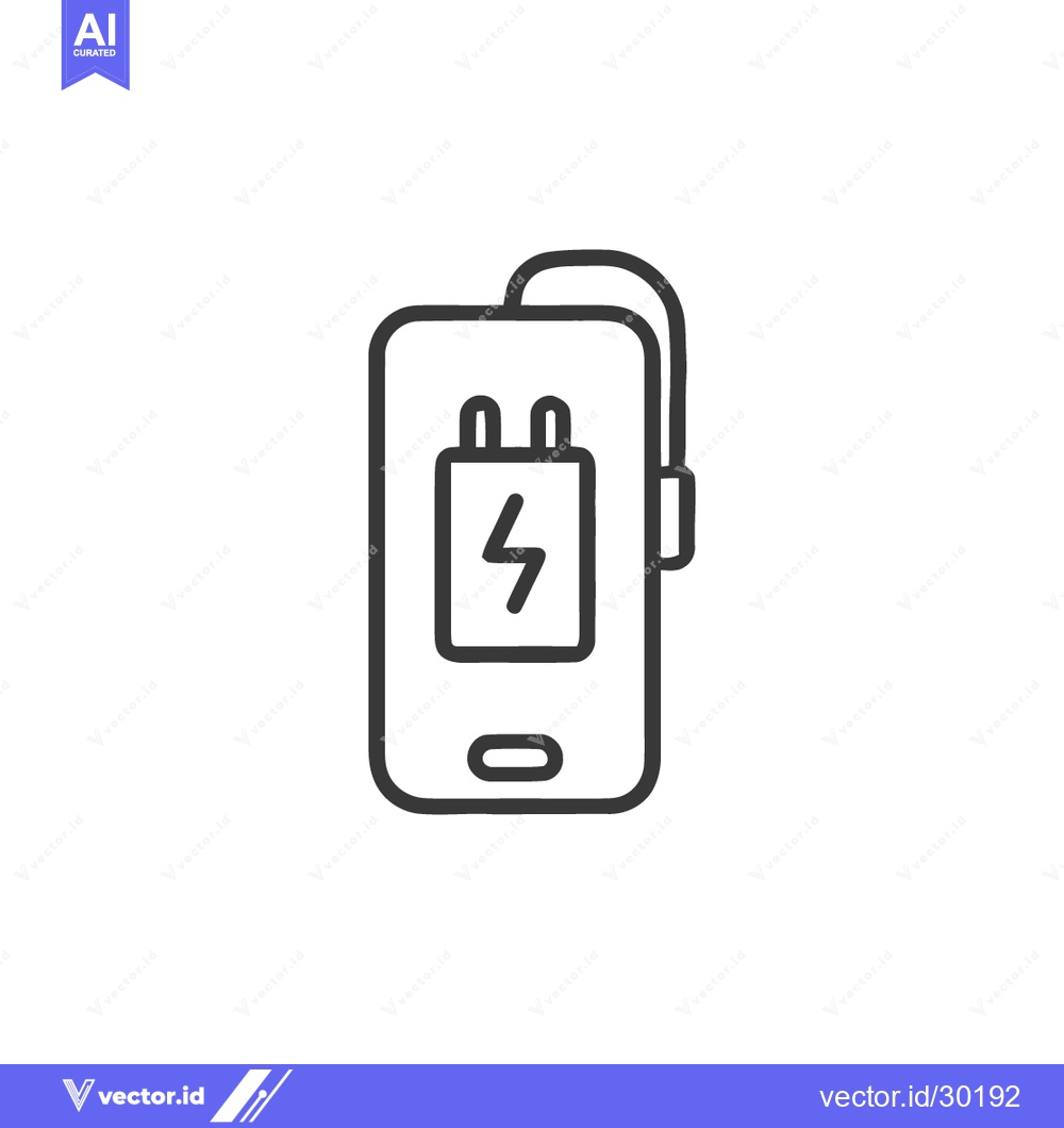 Premium Vector of Minimalist Phone Charging Icon: Energy Symbol on Device Outline