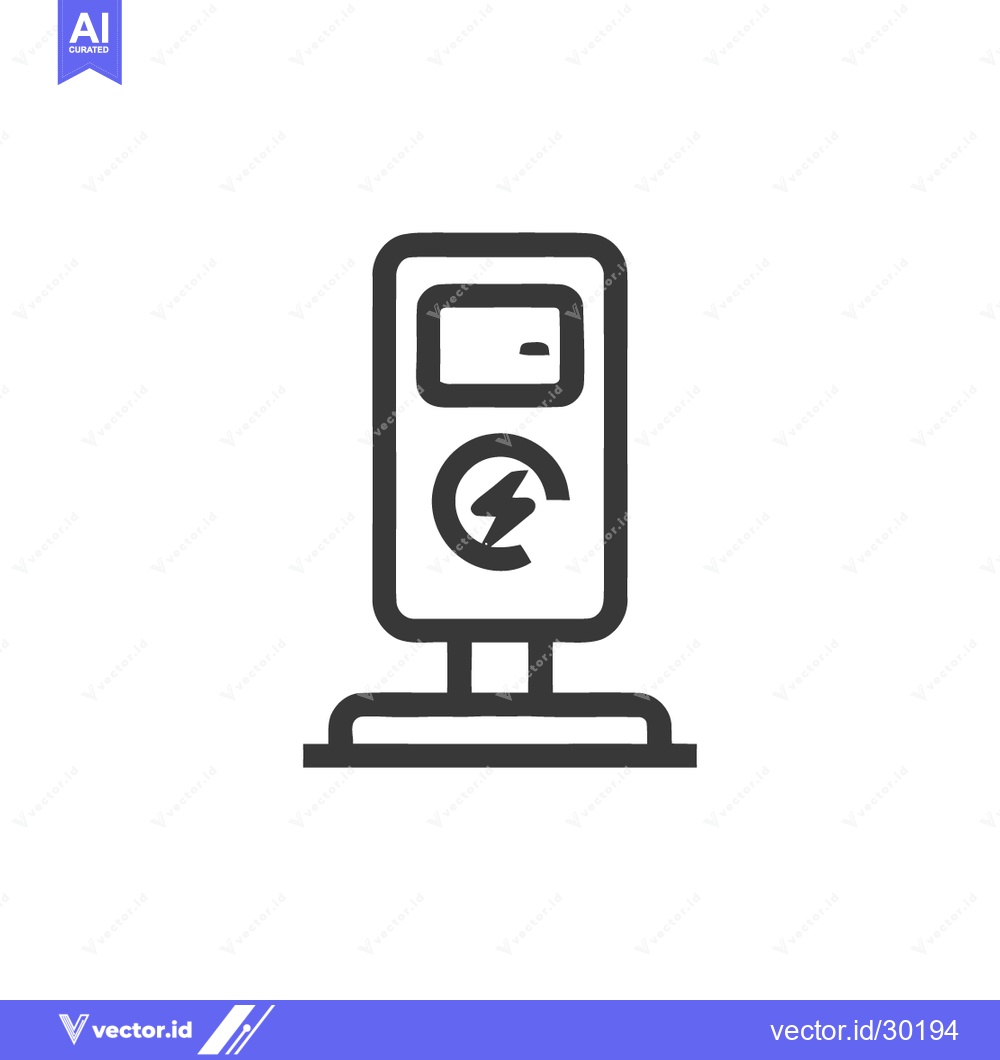 Premium Vector dari Electric Vehicle Charging Station Icon, Minimalist Design, Clean Energ