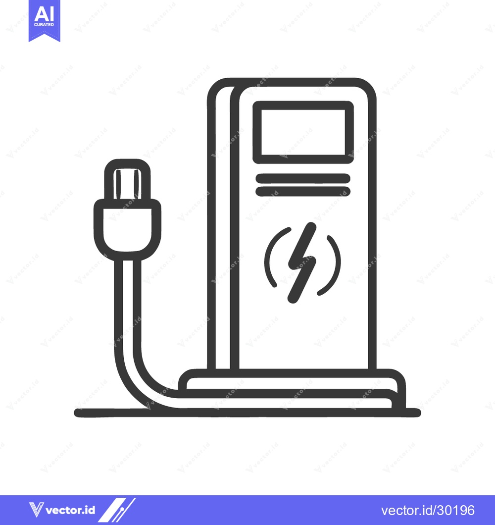 Premium Vector dari Electric Vehicle Charging Station Icon: Modern Outline Design